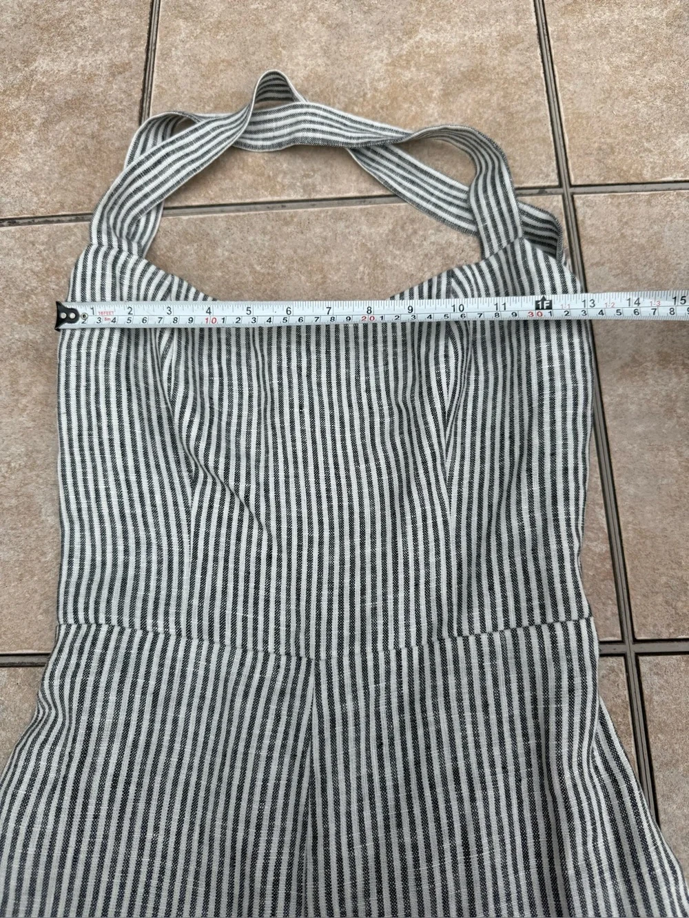REFORMATION Autumn Linen Jumpsuit Vineyard Stripes Women's